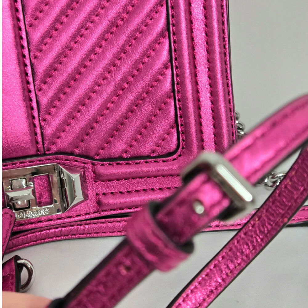 Rebecca Minkoff Metallic Fuchsia Quilted Chain Crossbody - Picture 7 of 16